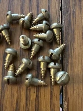 Antique Wood Screws #8 X 3/8” Slotted Round Head Solid Brass American Made 20 Pk