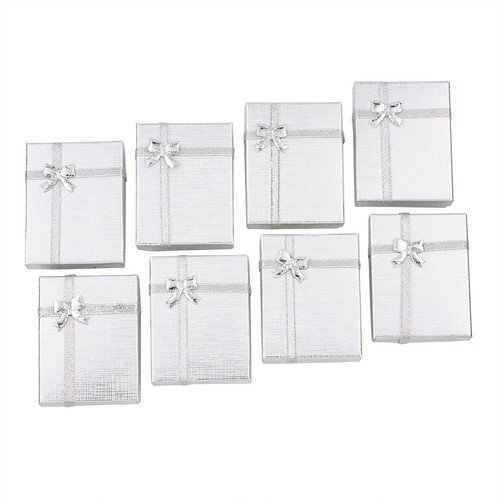 12pcs Silver Cardboard Jewelry Boxes Jewelry Set Gift Packing Case 9x7x3cm - Picture 8 of 16