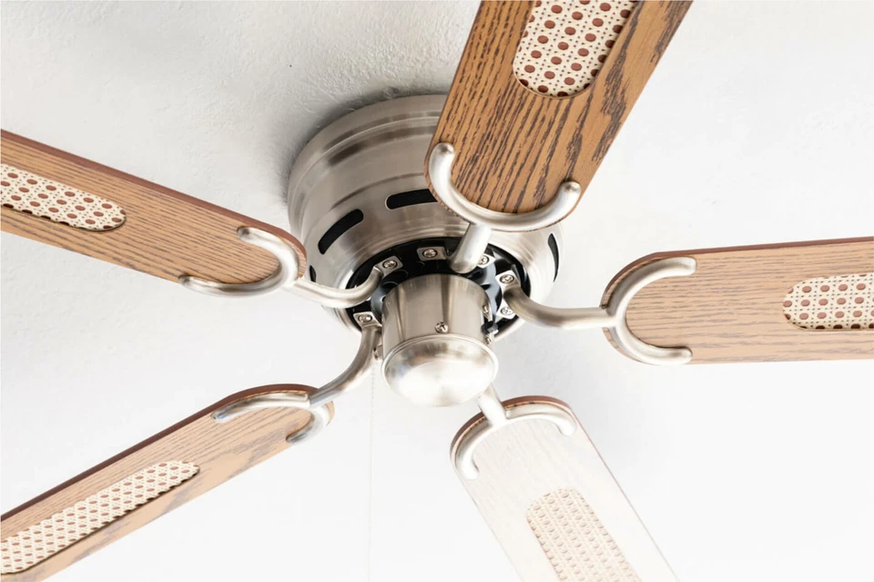 Ceiling Fan with Pull Switch Kisa Deluxe 105cm Nickel Blades Oak/Walnut - Image 3 of 4