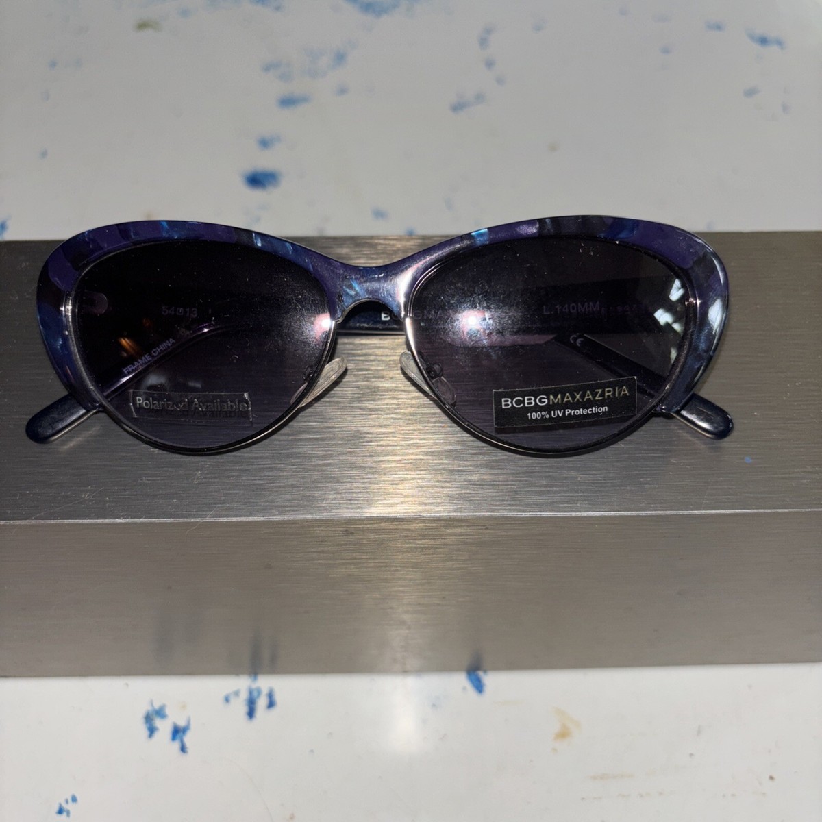 BCBGMAXAZRIA Women Cat Eye Sunglasses Blue Multi Vamp 54 13 140 21263‎ BCBGMAXAZRIA Aviator Cat Eye Hybrid – Eyedictive main image 3