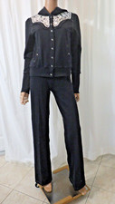 NWT HALE BOB sz LG Bust40 100 COTTON BLK WHT EMBROIDERED SWEATS TRACKSUIT