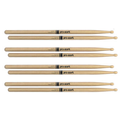 ProMark TX2BW-4P Classic Forward Hickory Drumsticks Oval Wood Tip Four Pairs