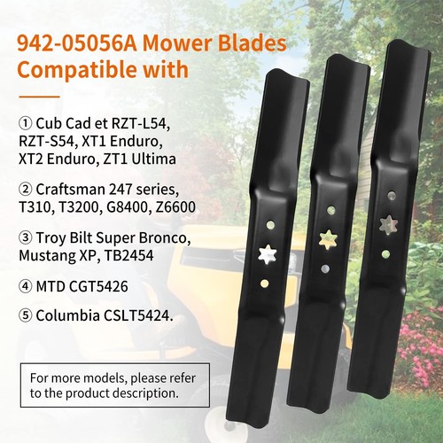 Set Di Lame Per Tosaerba Di Ricambio 3 Pezzi Compatibili Con MTD CUB CADET TROY-BILT 742-05056 Muslimate 942-05056 Muslimah - Foto 5