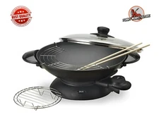 5 Quart Heavy Duty Nonstick Electric Wok w/ Lid Kitchen Dining Cookware Durable