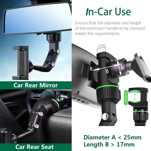 Car Phone Mount Holder Rearview Mirror 360° Rotation Universal Smartphone GPS - Picture 5 of 9