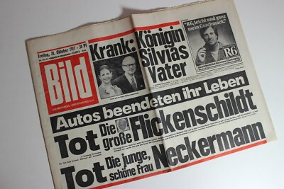 BILDzeitung 28.10.1977 Oktober 28.10.1977 Geschenk Geburtstag 43. 44. 45. 46. 