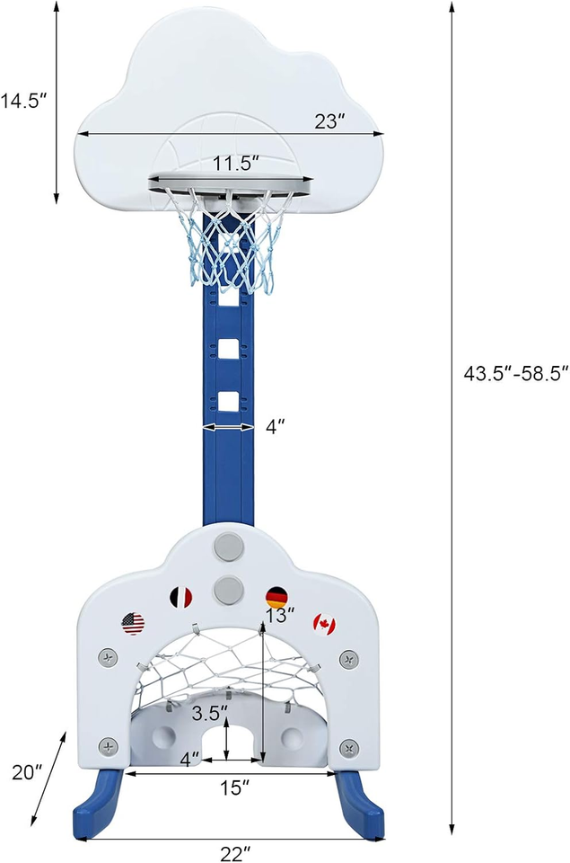 Costzon Kids Basketball Hoop, Toddler Sports Activity Center W/ 5