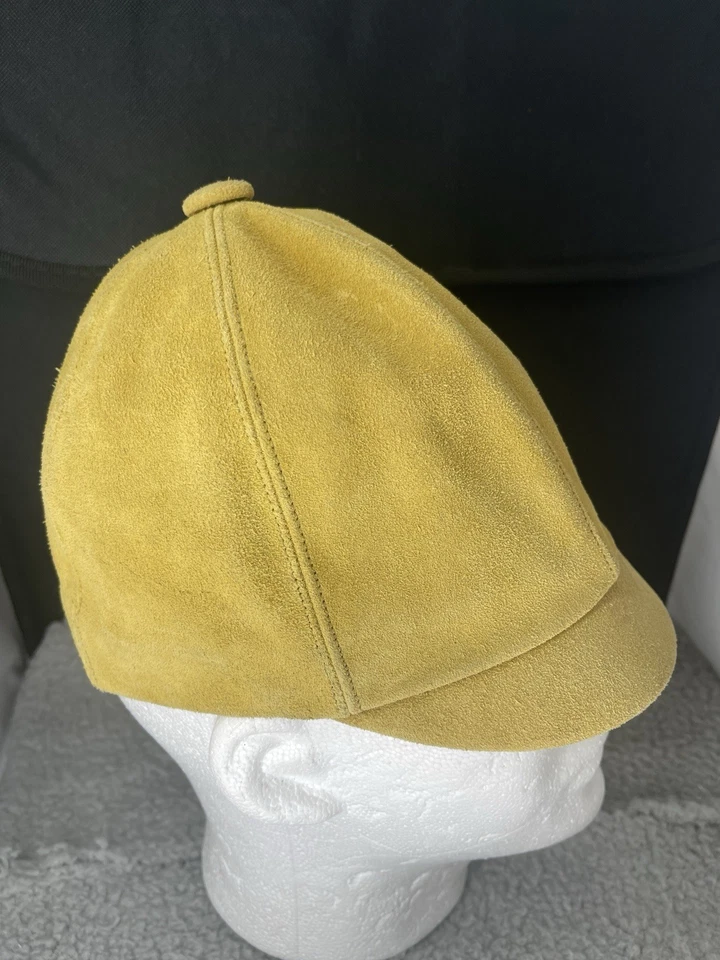 Винтажная замшевая кожаная горчичная кепка Disco Mod 1960-70-е на пуговицах топ маленький - Изображение 2 из 4