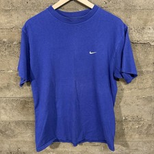 Vintage 90s Nike blank T-shirt Made in USA Mini Swoosh Royal Blue Mens size M