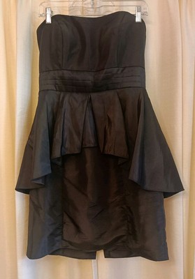 NWT Bella Espirit Black Ruffle Zip Back Strapless Dress Size M
