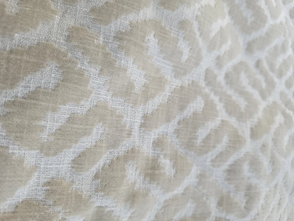 Beige Velveteen Burn-out Upholstery Fabric Geometric 1-pc 58" Wide x 32" Long - Image 3 of 4