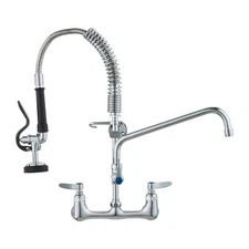 VEVOR Commercial Wall Mount Kitchen Sink Faucet Pre-Rinse Sprayer 21" Height