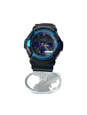 CASIO G-SHOCK Solar Analog Digital Watch Blue Resin Large Case Excellent JAPAN