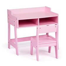 Wooden Kids Desk and Chair Set Toddler Desk Chair for Bedroom/Nursery Pink