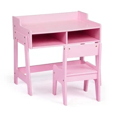 Wooden Kids Desk and Chair Set Toddler Desk &  Chair for Bedroom/Nursery Pink