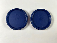 Lot of 2 Tupperware Modular Mate Round Replacement Seal / Lid #1607 Blue 3.5"