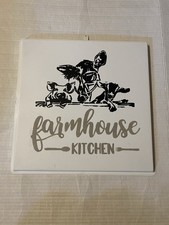 Farmhouse Kitchen white 12 square tin hanging sign