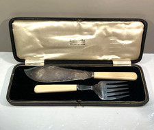 Rushworths Huddersfield 1936 Antique Fish Slicer Server Set In Presentation Case