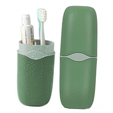 Detachable Travel Toothbrush Holder, Portable Toothbrush Case 3 in 1 Green