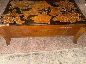 Antique wooden blanket chest made in Haiti 