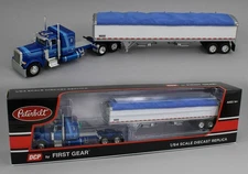 1:64 DCP *BLUE* Peterbilt 379 48" Flattop & Wilson Grain Trailer NIB