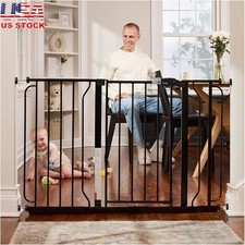 Adjustable Xtra Wide Baby Pet Safety Gate Walk-Through Durable Steel Design New