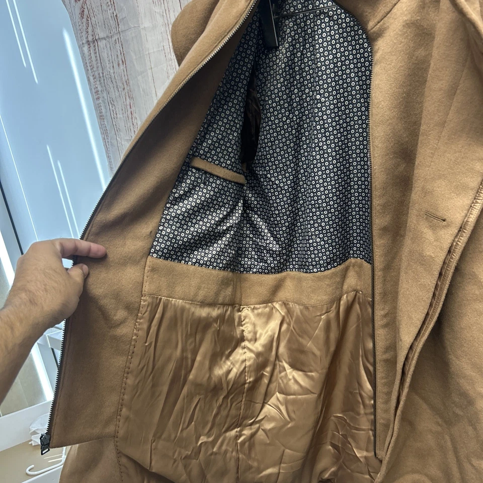 Abrigo de lana tostado de Murano para hombre, abrigo grande Foto 3 de 4