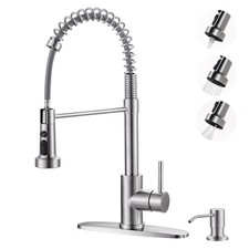 Brushed Nickel Kitchen Sink Faucet: Stainless Steel Kitchen Faucets with Soap...