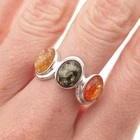 RJ Graziano 925 Sterling Silver Vintage Real Amber Modernist Ring Size 10