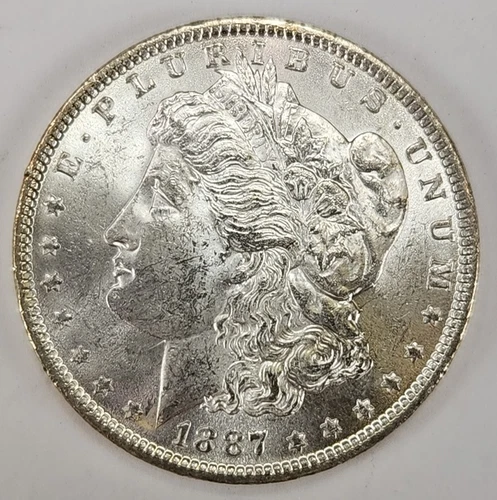 1887 Morgan Silver Dollar  90% SILVER  $1 Coin AU Almost Uncirculated