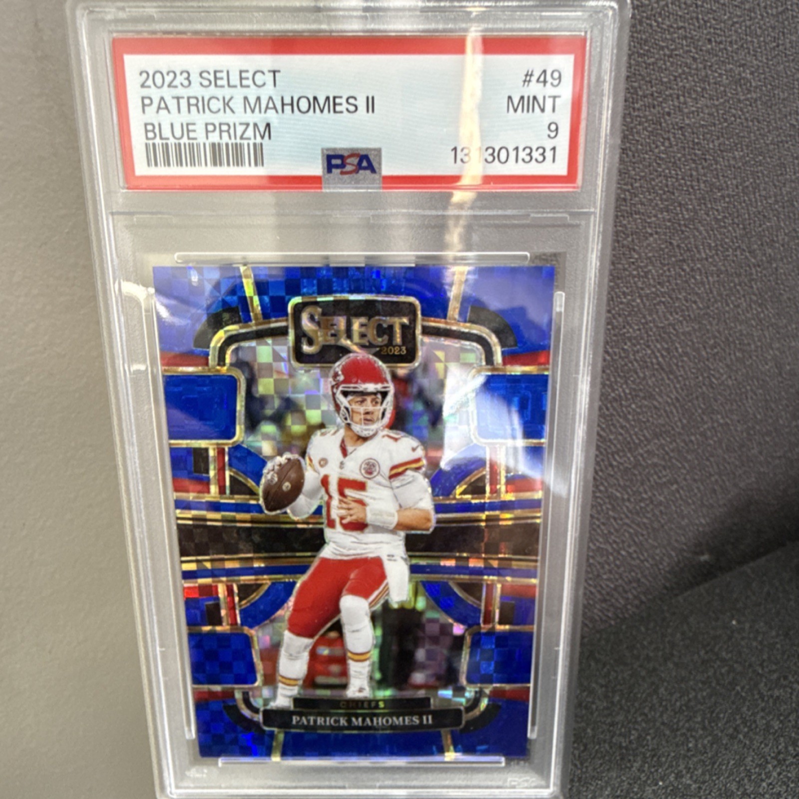 Panini 2023 Select Patrick Mahomes II Blue Prizm #49 /199 PSA 9 Chiefs Football