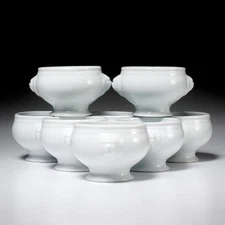 Porcelain Lion Soup Bowls Set of 8 Over and Back Dishwasher Safe Vintage