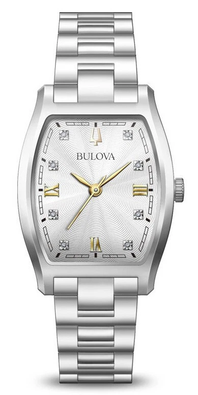 Bulova Women's Diamond Accents Quartz Silver Stainless Steel Watch 26MM 96P232