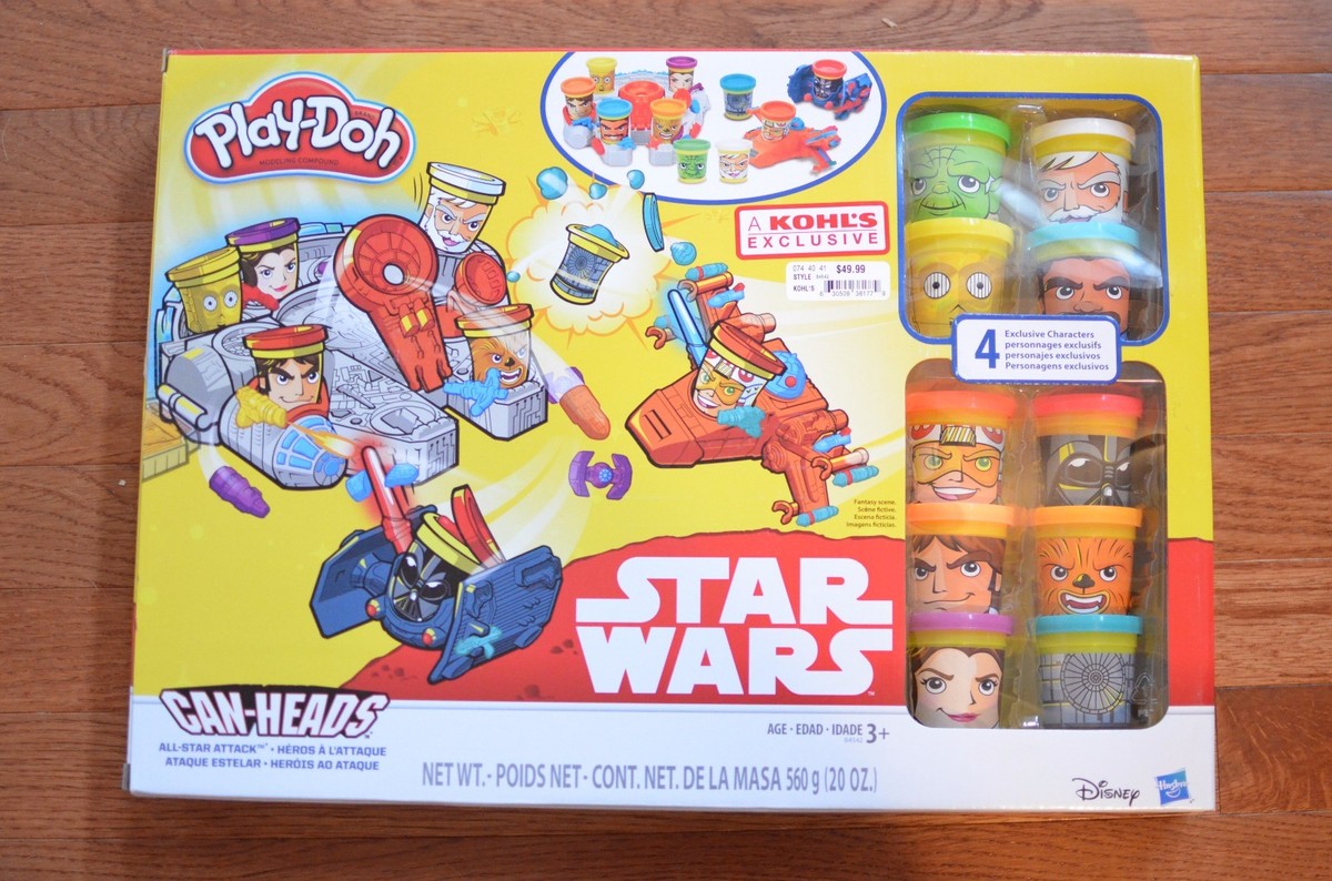 NIB Play-Doh Star Wars 10 Can-Heads All-Star Attack Millennium Falcon  X-Wing TIE