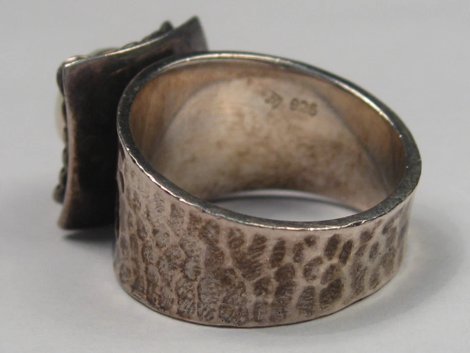 Silpada .925 Sterlingsilber & Perle Modernist Design Gehämmerte Ring-Sz 7.5 - Bild 4 von 4