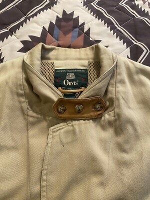 Gilet Vintage Orvis Homme Taille L, Toile Olive, Pêches Chasse, Top Qualité