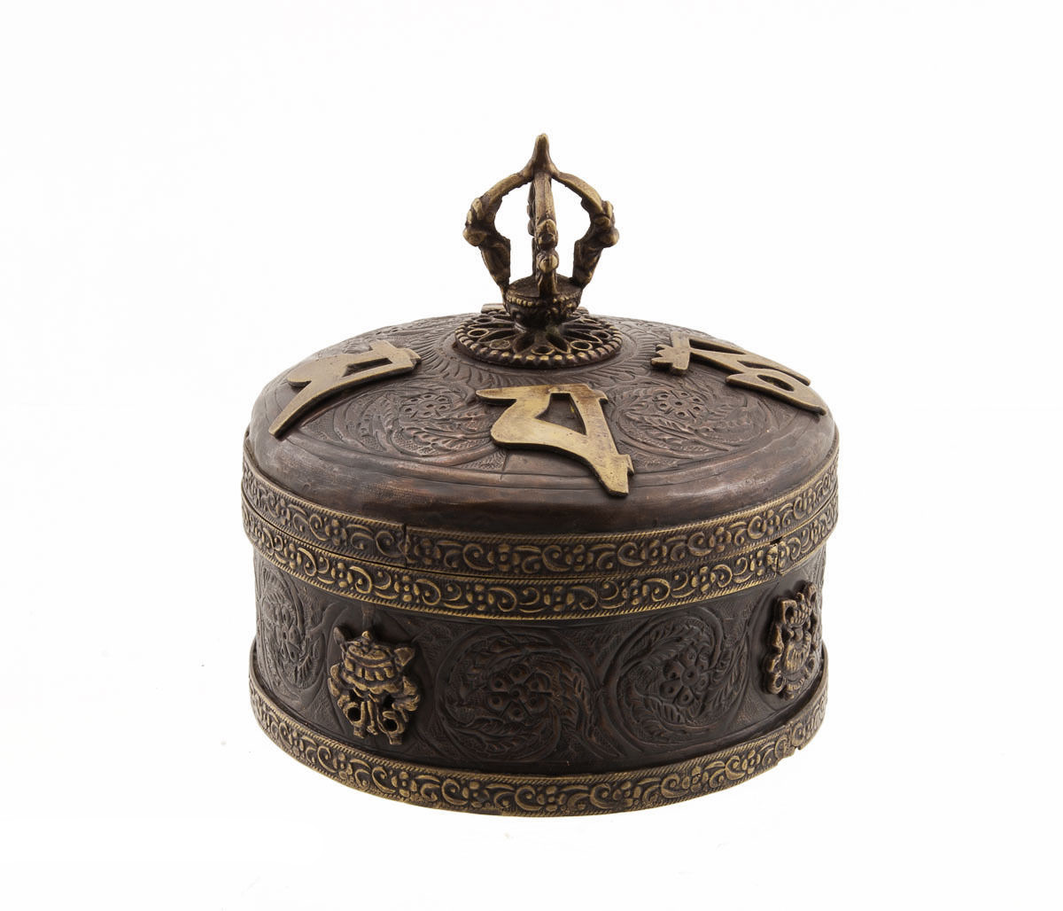 Tibetan Buddhist Auspicious Symbols Jewelry Box 540g Handcrafted Design-image
