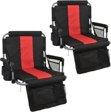 ALPHA CAMP 2 Pack Portable Folding Stadium Seat Chair for Back Armrest Cushion
