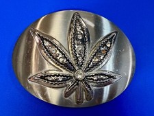 Marijuana Cannabis Weed Pot Leaves HUGE LARGE Belt Buckle- Missing Stones