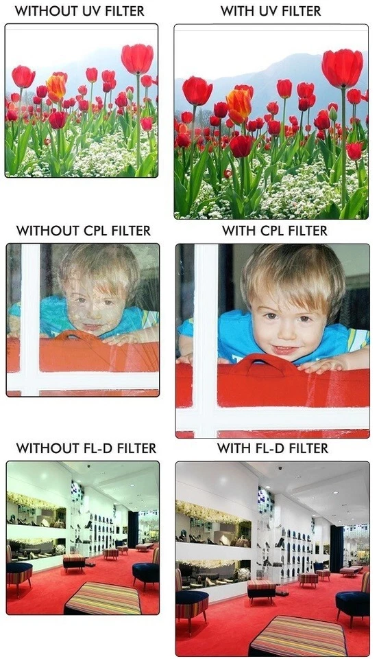 3-Pc UV PL & FLD Filter Kit For Olympus OM-D E-M5 E-M10 Mark II Pen E-PL7 E-PL6 - Image 3 of 4