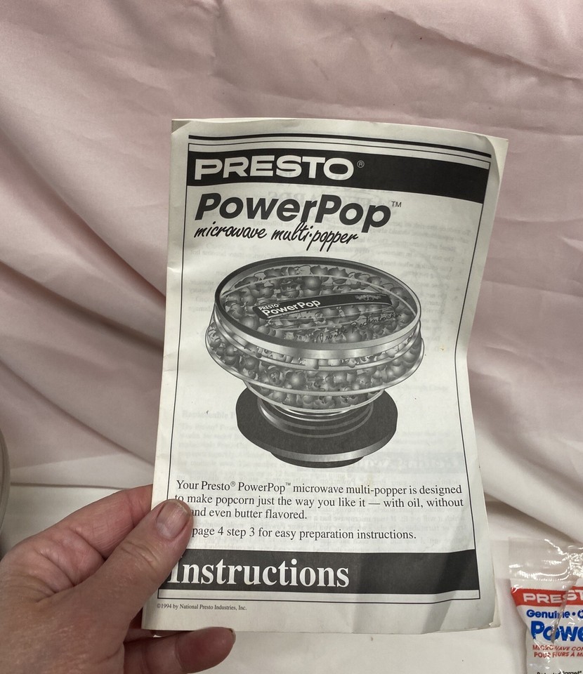 Vintage Presto Power Pop Microwave Popcorn Popper 04830 eBay