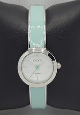 Ladies Studio Time Petite Stylish Silver Tone Teal Bangle Cuff Watch STD3611T J9