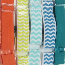 Adjustable Elastic Headband-Set of 5 Orange  Green