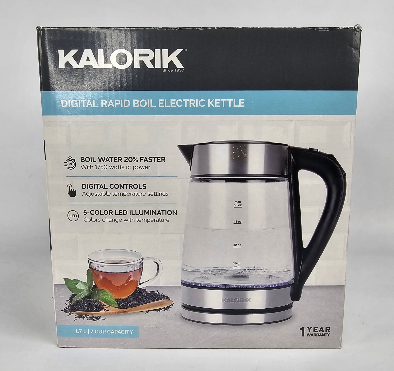 Kalorik 1.7 Liter 5 Color LED Digital Rapid Boil Electric Kettle eBay