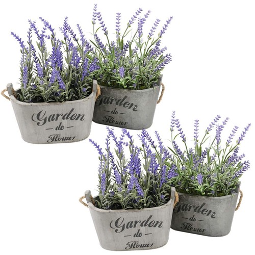Artificial Lavender Flowers in Bundles Fake Silk Faux Lavender Plant Wooden Pots - Picture 52 of 77
