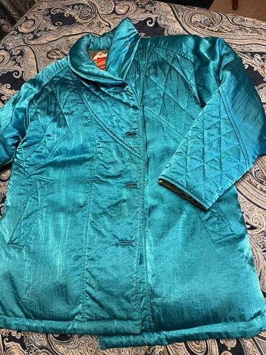 80s Vintage London Fog Winning Edge Down Puffer Coat, Teal Large