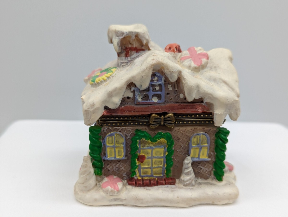 Ceramic Gingerbread House Christmas Trinket Box Candy More