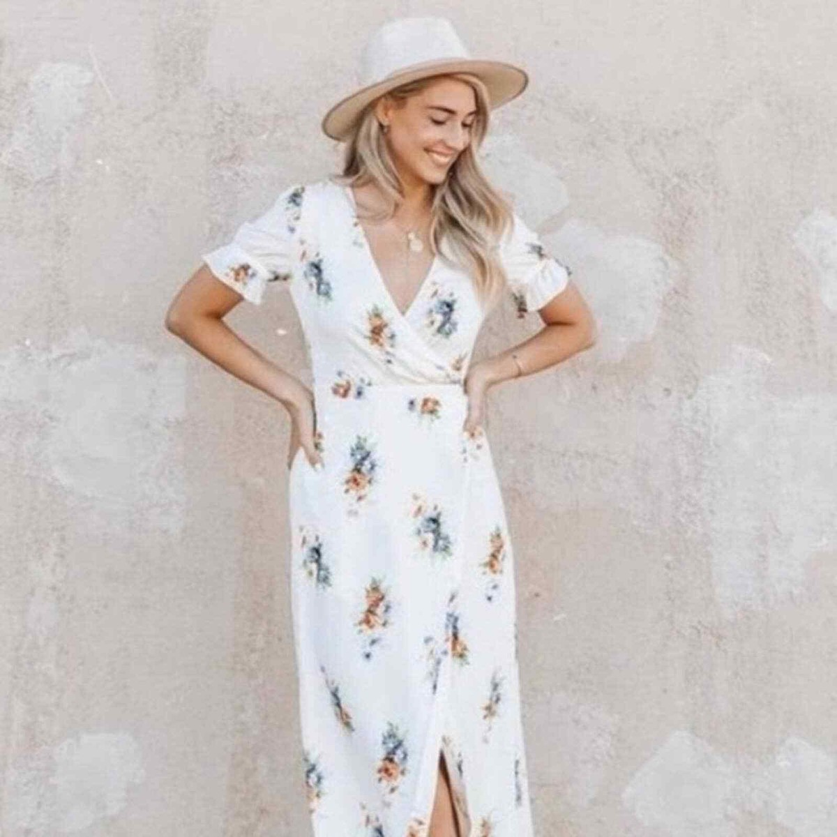 white christmas dresses Miami Luxe Ruffle Sleeve Maxi Dress