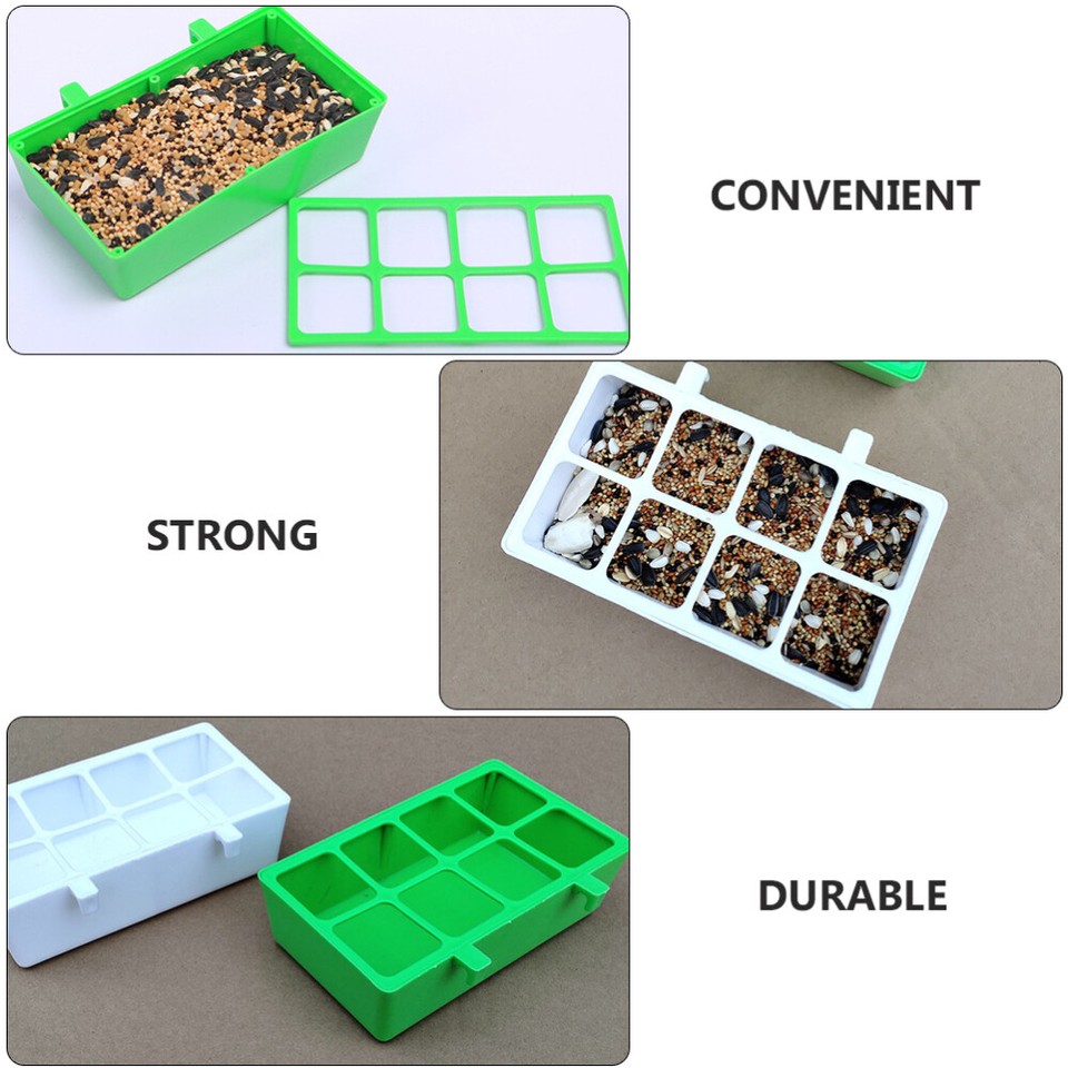 2 Pcs Bird Supply Eight Grid Food Box Parrot Prevent from Getting Dirty