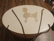 Vintage Princess Wicker & Wood Poodle Top Sewing Basket 